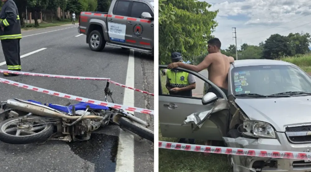 Un auto embistió a una moto en la que iban dos jóvenes en la ruta 38